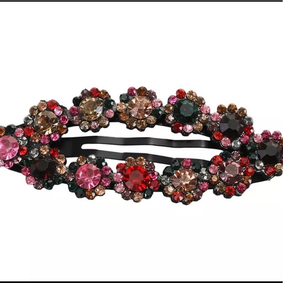 TRENDY SEXY HAIR CLIP BLACK WITH MULTICOLOR STONES - Picture 5 of 7